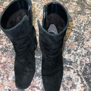 Suede black ankle boots